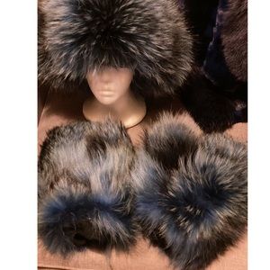 New Raccoon Fur Hat & Mittens